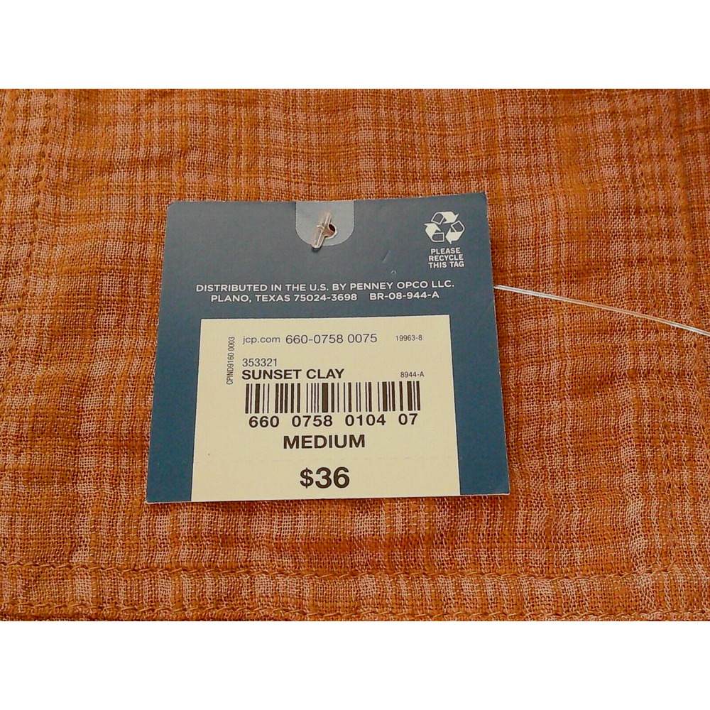 NWT Arizona Co Orange Plaid Button Up Long Sleeve Cropped Blouse-Medium RTL $36 - Picture 9 of 11